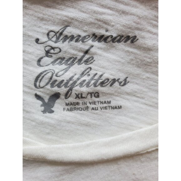American Eagle Outfitters Floral Graphic Tee Women XL White Cotton Blend - Picture 4 of 6